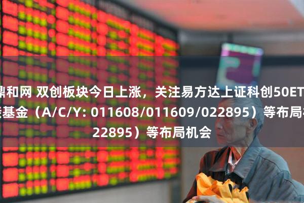 鼎和网 双创板块今日上涨，关注易方达上证科创50ETF联接基金（A/C/Y: 011608/011609/022895）等布局机会