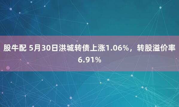 股牛配 5月30日洪城转债上涨1.06%，转股溢价率6.91%